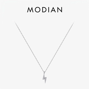 Dainty 925 Sterling Silver Lightning Bolt Pendant Necklace Minimalist Zirconia Clavicle Chain Jewelry For Women