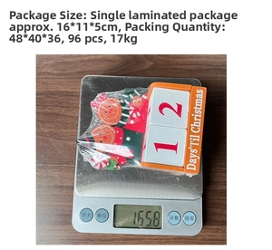 Detailed view of gingerbread couple wooden Christmas countdown calendar on weight scale
