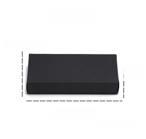 Detailed dimensions of the black matte rectangular eyewear box 184x81x36mm