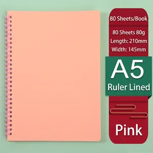 Roze A5 Morandi spiraalnotitieboek met 80 gelinieerde vellen en 80g specificaties