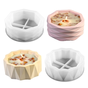 Octagonal and wavy geometric silicone molds for making resin flower pots or candles