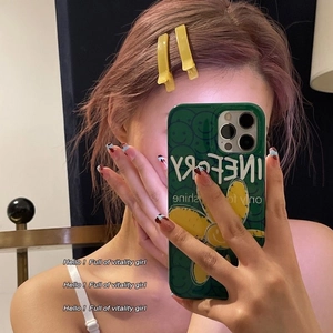 Vibrant yellow jelly duckbill hair clip worn on side for a minimalist Korean style
