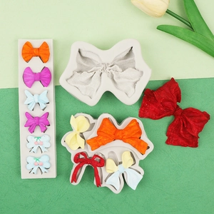 Silicone bow mold set for DIY cake fondant, soap making and baking crafts