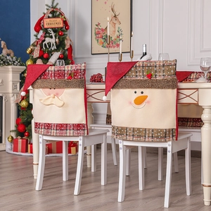 Christmas chair covers with Santa and Snowman designs for festive dining room decor