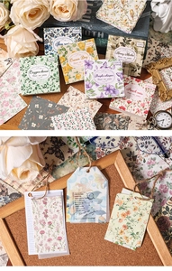 Detail view of 100pcs vintage floral scrapbook paper with various patterns for journals