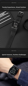 Detail view of Skmei digital sport watch with rectangular dial and silicone strap