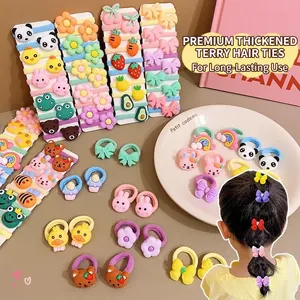 Cartoon hair accessories set with high-elastic nylon ties and cute colorful resin charms