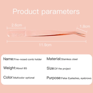 Rose gold stainless steel eyelash applicator with comb including product dimensions