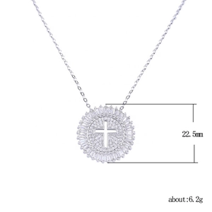 Sparkling copper necklace with 22.5mm hollow cross pendant and pavé-set zircons
