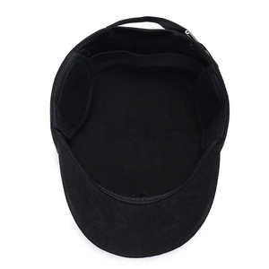 Casquette militaire d'hiver noire pour homme avec tissu épais et bandeau de sudation