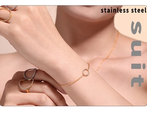 Detailed view of 18k gold plated stainless steel jewelry set with white zircon stones
