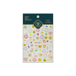 Colorful 3D embossed nail art stickers with smile, rabbit and rainbow patterns M-119