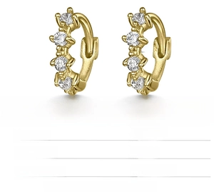 Close-up of 6mm S925 sterling silver huggie earrings with sparkling cubic zirconia stones