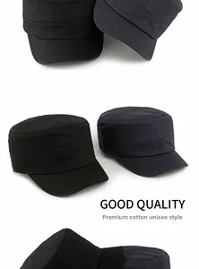 Detail of high-quality cotton cadet caps showing stitching and premium fabric texture