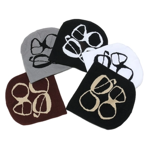 Y2K Knitted Beanie Hat Acrylic Warm Winter Gothic Glasses Jacquard Pullover For Men Women Hip Hop Streetwear