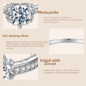 Detailed close-up showing 925 sterling silver ring setting and sparkling moissanite stone