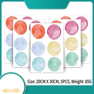 Adesivi Murali A Pois Acquerello PVC Decalcomanie Circolari Colorate Per Cameretta Bambini Stile Bohémien Impermeabile