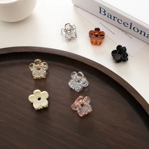 Mini Flower Hair Claw Clips Transparent Colorful Plastic Resin Small Floral Hairpin For Bangs Side Braiding Women Girls