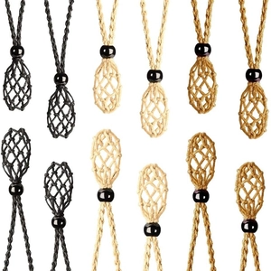 Handmade woven net necklace cords for crystals in black beige and brown colors