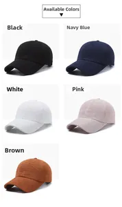 Close-up of textured baseball caps in five neutral colors with unique crinkle fabric