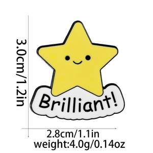 Detailed size chart for Brilliant star and cloud enamel pin 3.0cm height 4.0g weight