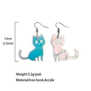 Halloween color-changing acrylic cat earrings with iron hooks and 5.8cm length