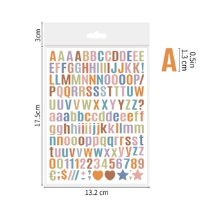 Detailed size specifications for waterproof 0.5 inch alphabet and number sticker sheet