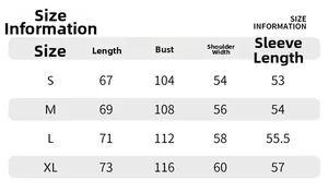 Detailed size chart for loose fit POLO sweater including length, bust and sleeve dimensions