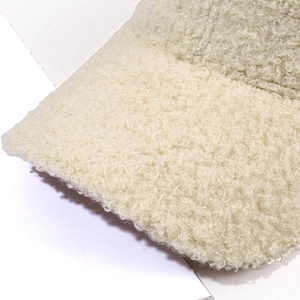 Solid cream white teddy fleece baseball cap made of thick thermal faux lamb wool fabric