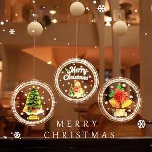 Lumières LED de Noël pour fenêtre avec motifs de bonhomme de neige et de sapin