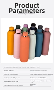 Detailed specifications for 750ml double-walled stainless steel insulated water bottles