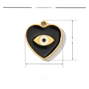 Detailspezifikationen für Herz-Böse-Augen-Anhänger aus Edelstahl mit Emaille