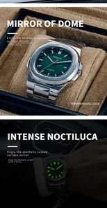 Luminous green dial quartz watch showing date display and noctiluca hand effect