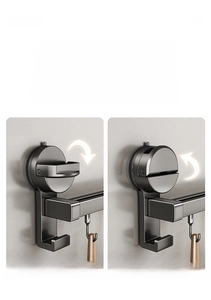 Detail of vacuum suction cup hook installation steps for kitchen storage rack