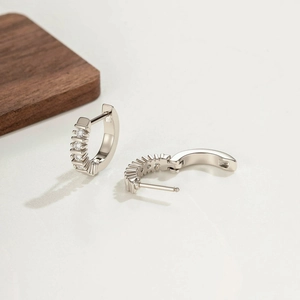 Exquisite 316L titanium steel hoop earrings with micro-inlaid cubic zirconia stones