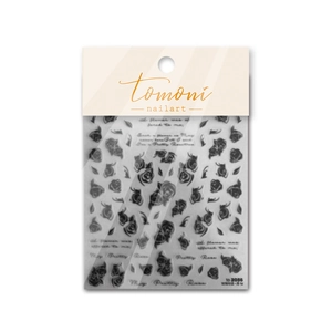 Self-adhesive black rose nail stickers with floral patterns and script for nail art TO 2056