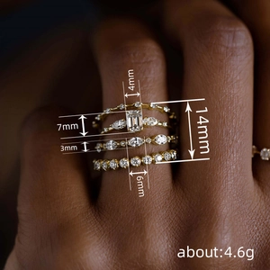 Elegant 4-piece set of stackable gold geometric zircon rings for sophisticated women