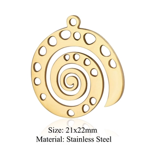 Pendentif escargot en spirale doré en acier inoxydable découpé au laser pour bijoux