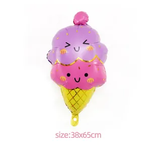 Ballon en aluminium glace souriante 38x65cm pour décoration anniversaire