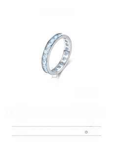Détail de la bague en argent 925 avec pierres carrées bleu clair et poinçon S925 gravé
