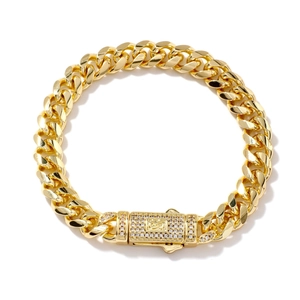 Hip-Hop Gold-Panzerarmband mit eisgekühlter Zirkon-Mikropflasterung auf Luxus-Kastenschließe
