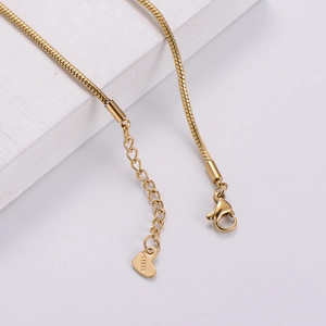 18k gold plated stainless steel snake chain necklace with lobster clasp and heart charm