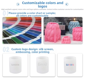 Detailansicht der Silikonform für Duftkerzen mit individuellem Farb- und Logodesign.