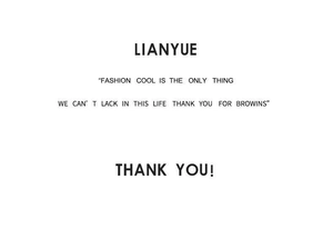 Minimalist white background featuring fashion brand slogan and thank you message in English