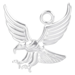 Macro shot of silver-tone eagle hawk charm pendant made of high-quality stainless steel