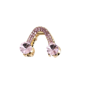 Pince à cheveux géométrique dorée avec strass roses élégants pour femmes