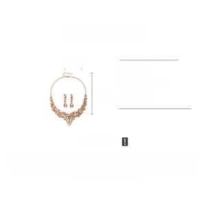 Detailed view of teardrop rhinestone jewelry set with 43cm necklace and 4.5cm width specs