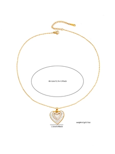 Detailansicht goldene Herzkette mit Größenangabe 40+5cm und Gewichtsangaben