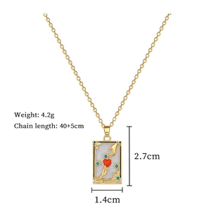 Detail of tarot lovers pendant necklace with dimensions and weight measurements
