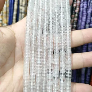 Macro detail of clear square cut crystal beads for DIY jewelry making accessories